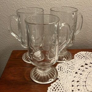 Princess House Heritage Crystal
Mugs Irish Coffee Set Of 3 Etched
Pedestal Glass